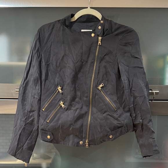 Club Monaco Jackets & Blazers - Club Monaco Black Moto Jacket Asymmetrical Zip Size Small